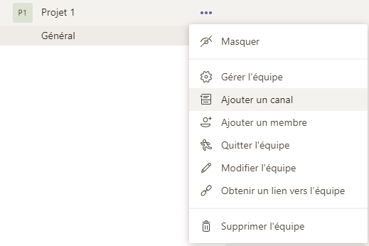 Teams - Ajouter canal